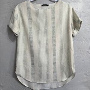 STYLIVE Woman's Light Multi-Colored Short Sleeve Top size L